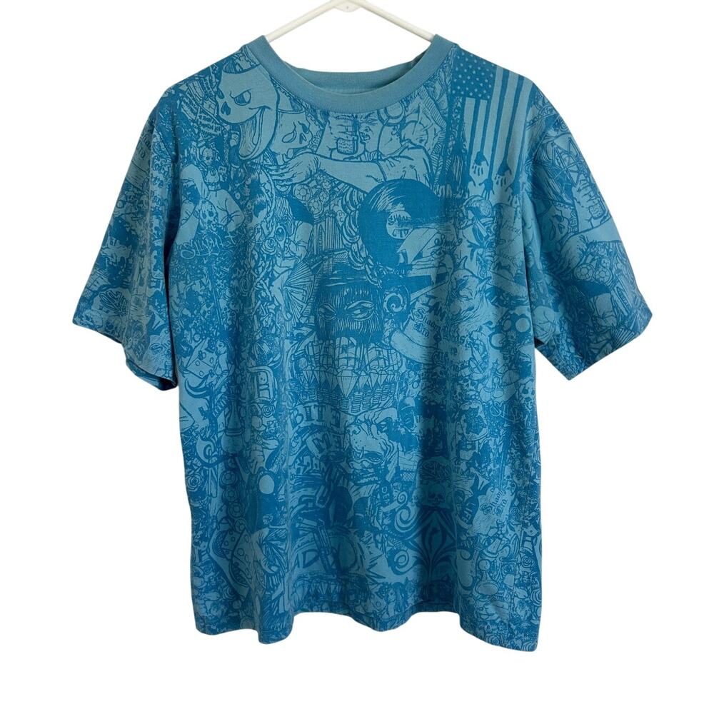 Shady LTD Eminem Slim Shady All Over Light Blue Graphic T-Shirt Large Y2K